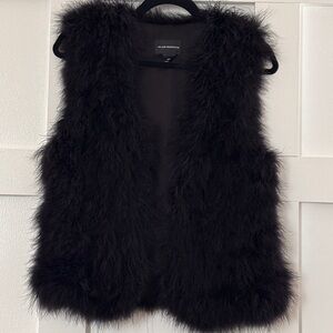 Club Monaco Black Real Feather Vest - "Violet" - Size S (Small)